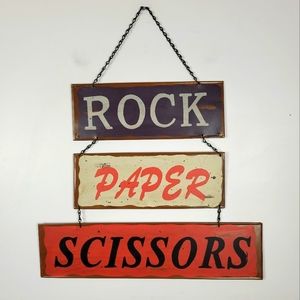 Rock Paper Scissors Metal Sign